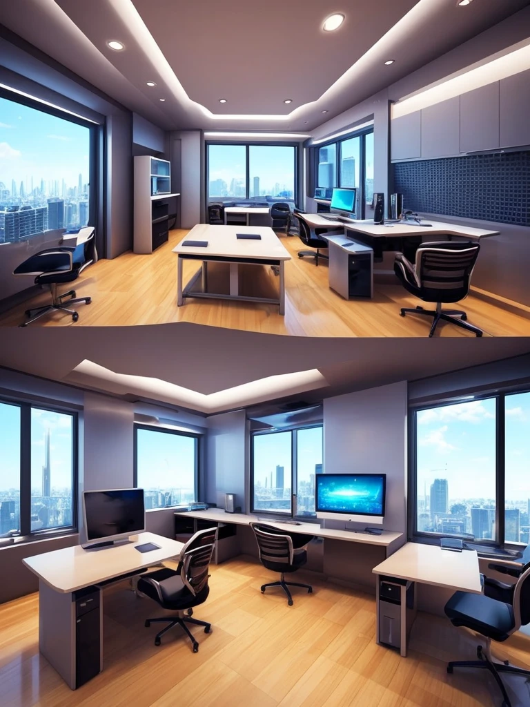there is a computer desk with a monitor and a chair in front of a window, futuristic room background, retro futuristic apartment, futuristic room, futuristic interior, desktopography, futuristic. game cg, futuristic decor, photograph of 3d ios room, cgsociety 9, gorgeous 3d render, stunning 3d render, stunning 3 d render, the cyberpunk apartment