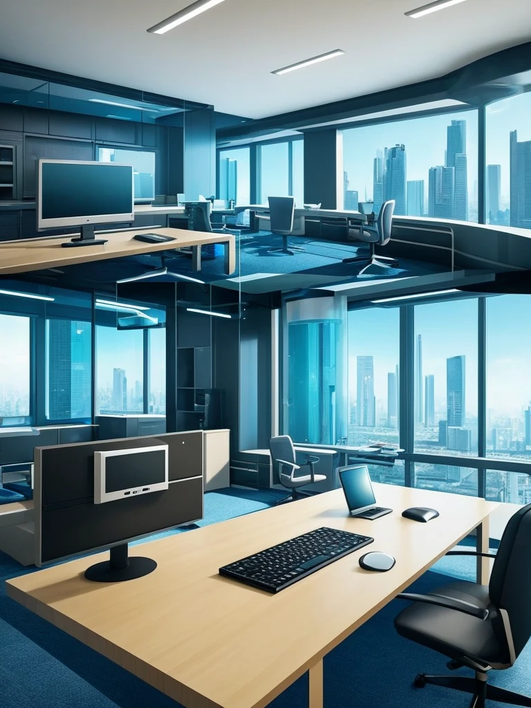 there is a computer desk with a monitor and a chair in front of a window, futuristic room background, retro futuristic apartment, futuristic room, futuristic interior, desktopography, futuristic. game cg, futuristic decor, photograph of 3d ios room, cgsociety 9, gorgeous 3d render, stunning 3d render, stunning 3 d render, the cyberpunk apartment  