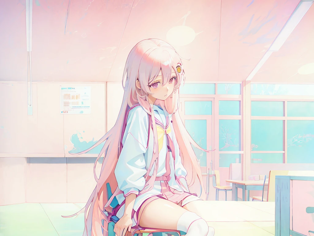 Anime girl with pink hair sitting on table in , Smooth anime CG art, Beautiful Anime High School Girls, Anime girl with long hair, Surrealism female students, Realistic , seductive anime girls, Surrealism female students, Cute anime girl, up of young anime girl, Anime art wallpaper 8 K, attractive anime girls, Beautiful anime girl