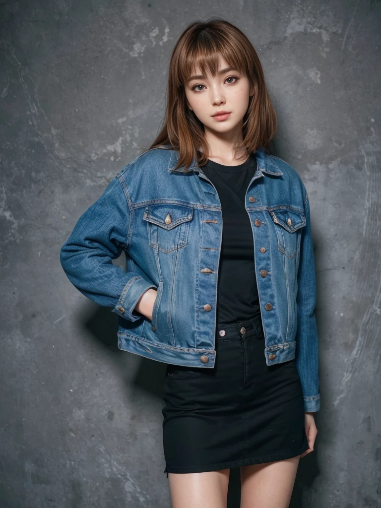 Kasumi, brown eyes, (best quality, ultra-detailed), (realistic:1.37), beautiful and detailed face, ultra-realistic texture, delicate face, delicate body, red lipstick, bright colors. High definition, 8K.