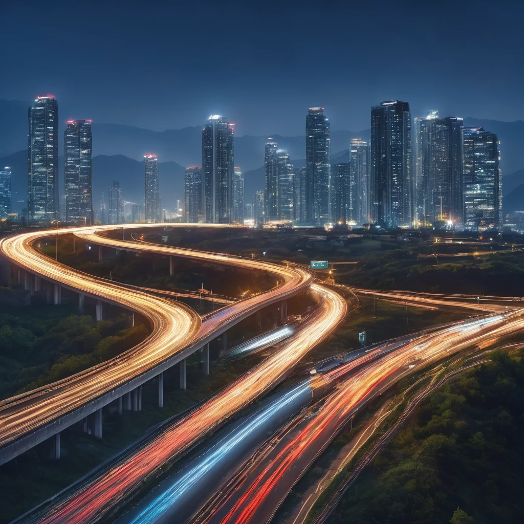 tvo lane highway with heavy traffic, high quality detailed photo