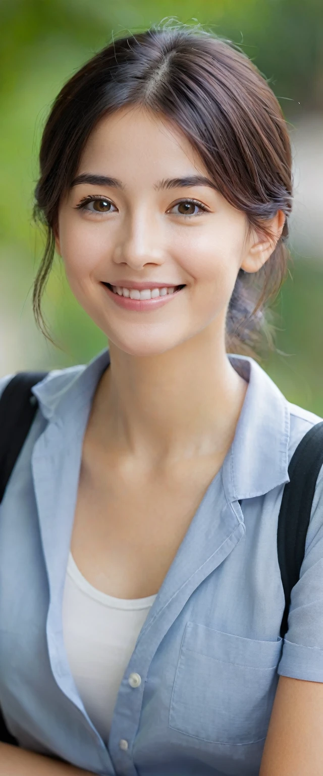 A warm and approachable look, with a friendly smile that invites conversation. Expressive and kind eyes, that convey empathy and understanding. A simple and comfortable style, perhaps with soft and calm colors that inspire confidence. A medium height and build, enough to be perceived as someone reliable and close. Perhaps straight and dark-colored hair, simple and easy to maintain. and attentive, always ready to listen and help in any way she can. Curious, with a great passion for learning and sharing knowledge. Patient and understanding, trying to make people feel comfortable and valued in every conversation.