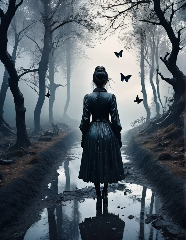 (butterfly:1.5),(butterfly theme:1.5),(dark horror theme:1.5),(thriller:1.5),(inspiration from Stephen King:1.5),(dark fantasy:1.5), (ink and watercolor painting:1.5), (black and white color:1.5), 8k, 4k, (landscapes:1.5),(A large number of butterflies fly towards the viewer:1.5),(ruined:1.5),(ruined village:1.5),(1800s:1.5), (ruined theme:1.5),(lots of flying butterflies:1.5),(puddle:1.5),(Unpaved roads:1.5),(absurderes:1.5),(fantastic:1.5),(best quality:1.5),(masterpiece:1.5),full body length,Quartz Manganite babygirl plays with doll,pretty face,eyebrow up,full body shot,ominous landscape,Fluorite Wulfenite atmosphere,by art Simon Stalenhag,Nicola Samori,(((Wangechi Mutu))),prime colors,urban,extremely detailed,masterpiece,intricate details,faded,eyes extremely detailed, high detailed eyes,4k resolution,RAW, Nikon Z9,scary town,stalker,orc,Stone Forest in Yunnan Province of China,best quality, ultra-detailed, realistic, portraits, dark and eerie atmosphere, glowing eyes, ethereal presence, hauntingly beautiful, ghostly figures, swirling mists, supernatural entities, demonic essence, shadowy forms, eerie whispers, sinister aura, hauntingly pale skin, dark and twisted branches, flickering candlelight, macabre elements, mysterious and enigmatic, spectral apparitions, gothic art style, hauntingly captivating, spectral realm, hauntingly melancholic, otherworldly beauty, ethereal glow, hauntingly haunting, chilling and atmospheric, eerie and ominous lighting.