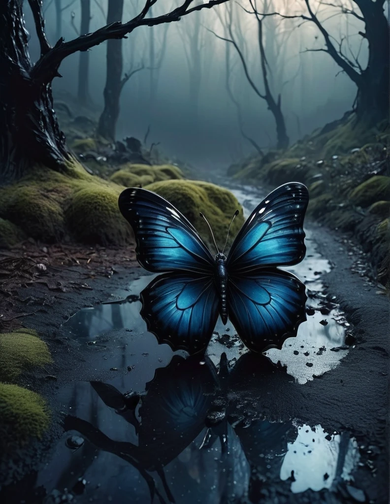 (butterfly:1.5),(butterfly theme:1.5),(dark horror theme:1.5),(thriller:1.5),(inspiration from Stephen King:1.5),(dark fantasy:1.5), (ink and watercolor painting:1.5), (black and white color:1.5), 8k, 4k, (landscapes:1.5),(A large number of butterflies fly towards the viewer:1.5),(ruined:1.5),(ruined village:1.5),(1800s:1.5), (ruined theme:1.5),(lots of flying butterflies:1.5),(puddle:1.5),(Unpaved roads:1.5),(absurderes:1.5),(fantastic:1.5),(best quality:1.5),(masterpiece:1.5),full body length,Quartz Manganite babygirl plays with doll,pretty face,eyebrow up,full body shot,ominous landscape,Fluorite Wulfenite atmosphere,by art Simon Stalenhag,Nicola Samori,(((Wangechi Mutu))),prime colors,urban,extremely detailed,masterpiece,intricate details,faded,eyes extremely detailed, high detailed eyes,4k resolution,RAW, Nikon Z9,scary town,stalker,orc,Stone Forest in Yunnan Province of China,best quality, ultra-detailed, realistic, portraits, dark and eerie atmosphere, glowing eyes, ethereal presence, hauntingly beautiful, ghostly figures, swirling mists, supernatural entities, demonic essence, shadowy forms, eerie whispers, sinister aura, hauntingly pale skin, dark and twisted branches, flickering candlelight, macabre elements, mysterious and enigmatic, spectral apparitions, gothic art style, hauntingly captivating, spectral realm, hauntingly melancholic, otherworldly beauty, ethereal glow, hauntingly haunting, chilling and atmospheric, eerie and ominous lighting.