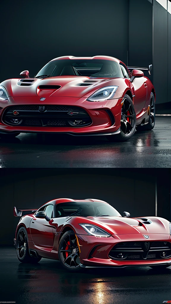 there is a black Dodge Viper sports car parked inside of a glasshouse in front of a large window, with a forest in the background , concept art inspired by Harry Haenigsen, unsplash, photorealism, sports car in the room, hyper detailed, sports car, sportcar, 8 k octane detailed render, hyperdetailed!, black car, style of gta v artworks, hyper realistic octane render 4k, 8 k octane comprehensive render, full body shot, car photoshoot