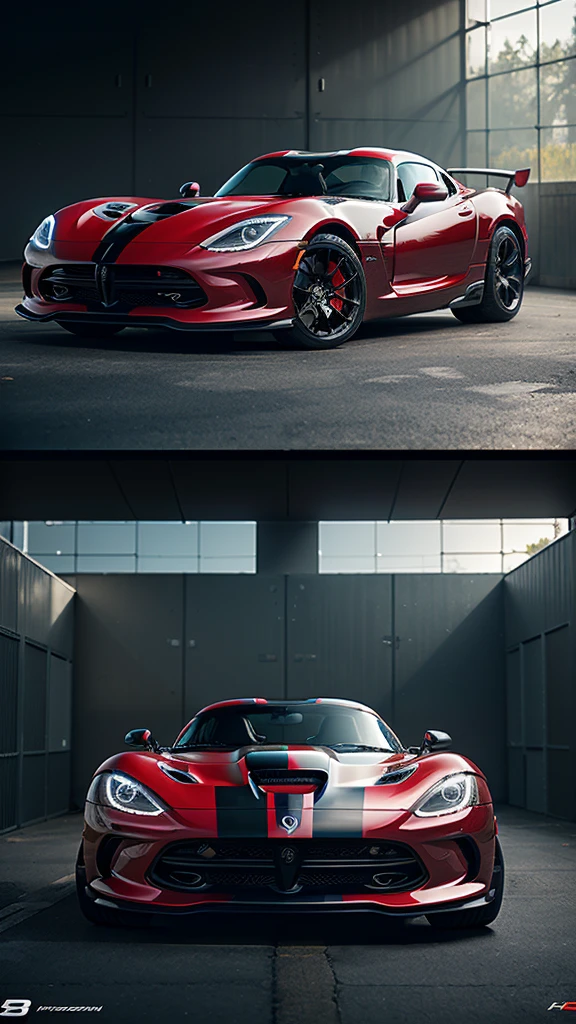 there is a black Dodge Viper sports car parked inside of a glasshouse in front of a large window, with a forest in the background , concept art inspired by Harry Haenigsen, unsplash, photorealism, sports car in the room, hyper detailed, sports car, sportcar, 8 k octane detailed render, hyperdetailed!, black car, style of gta v artworks, hyper realistic octane render 4k, 8 k octane comprehensive render, full body shot, car photoshoot