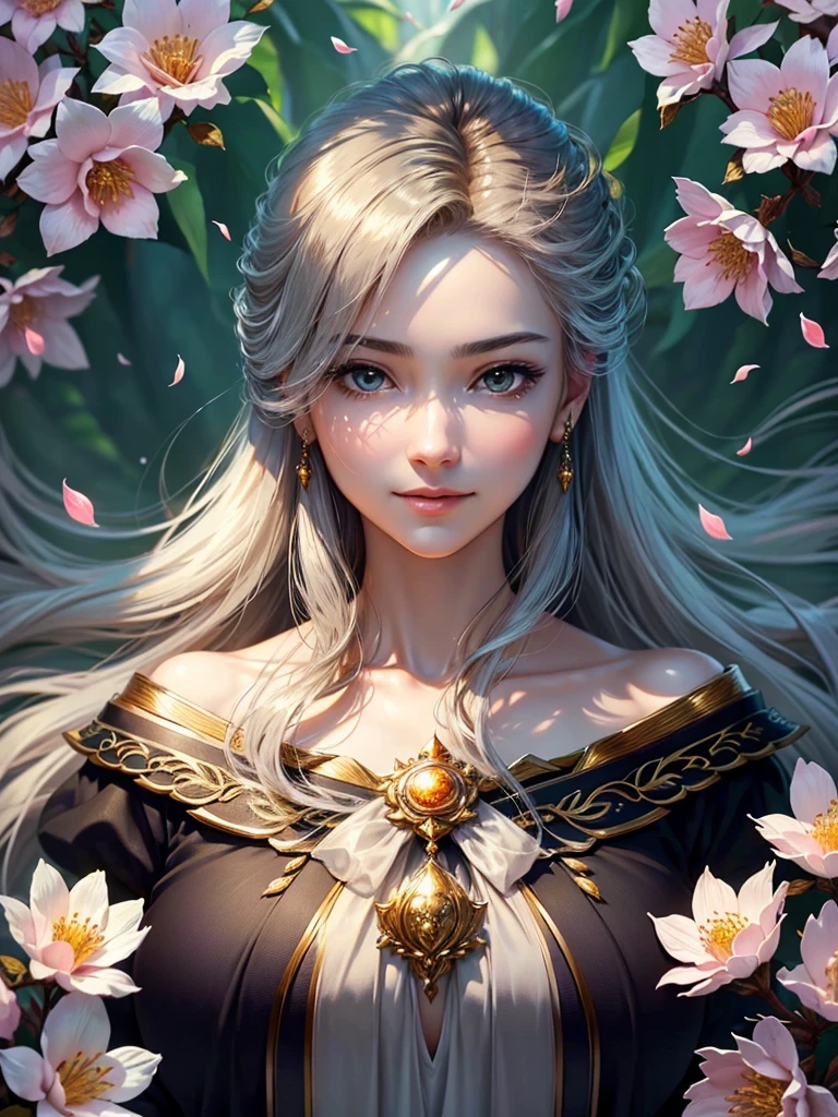 (Best quality,4K,a high resolution,ultra detailed,realistic:1.37),bright colors,Sun Ray,rays of light,bergamot,White flowers,beautiful girl,exquisite features,loose hair,A serene expression,garden furnishings,Exquisite dress,soft sunlight,gentle breeze,Cheerful atmosphere,Backlit stage,A hint of a smile,ethereal glowing,Fresh in the morning,long shadows,harmony of nature,subtle thoughts,natural beauty,Shimmering dew drops,clear details,Tranquility and tranquility,Superior Ingredients,Come to the branch,whispering leaves,Petals for aromatherapy,with glowing light,Sparkling glare,subtle shadows,soft focus,sublime beauty,Whisper natural,fantastic atmosphere,Illuminated background.