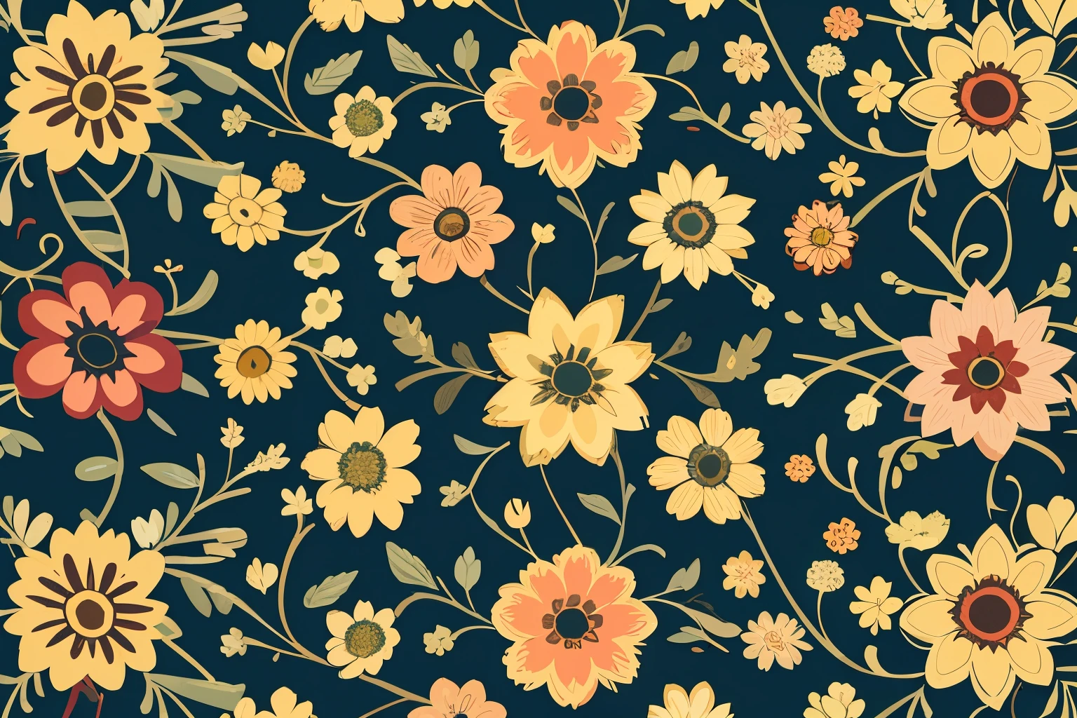 bunch of flowers in a pattern style , flat colors , vector image.

