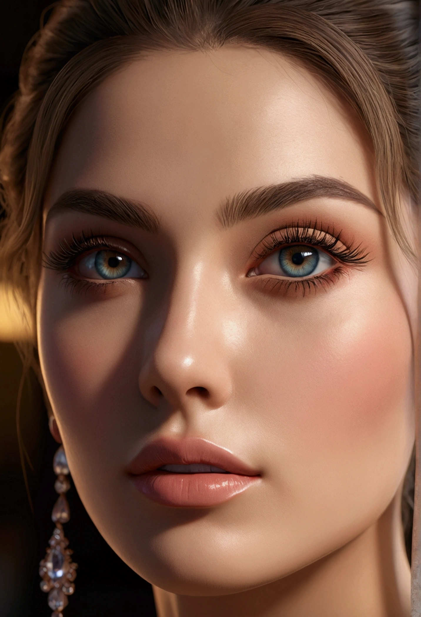 a beautiful woman, detailed eyes, long eyelashes, delicate lips, perfect facial features, flawless skin, elegant hairstyle, graceful body, detailed human anatomy, high-quality realistic rendering, cinematic lighting, vibrant colors, photorealistic, masterpiece, 8k, hyperdetailed