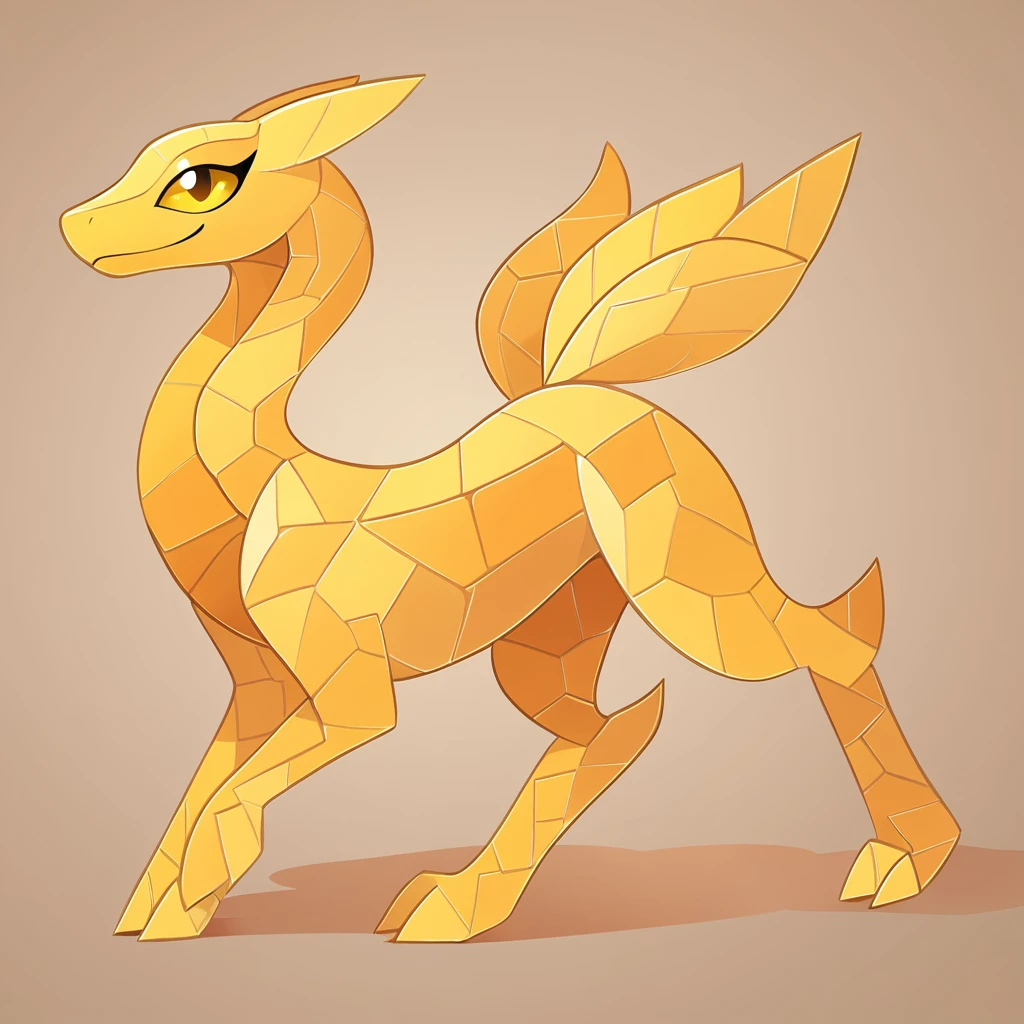 golden scaled creature in puzzle pieces art style