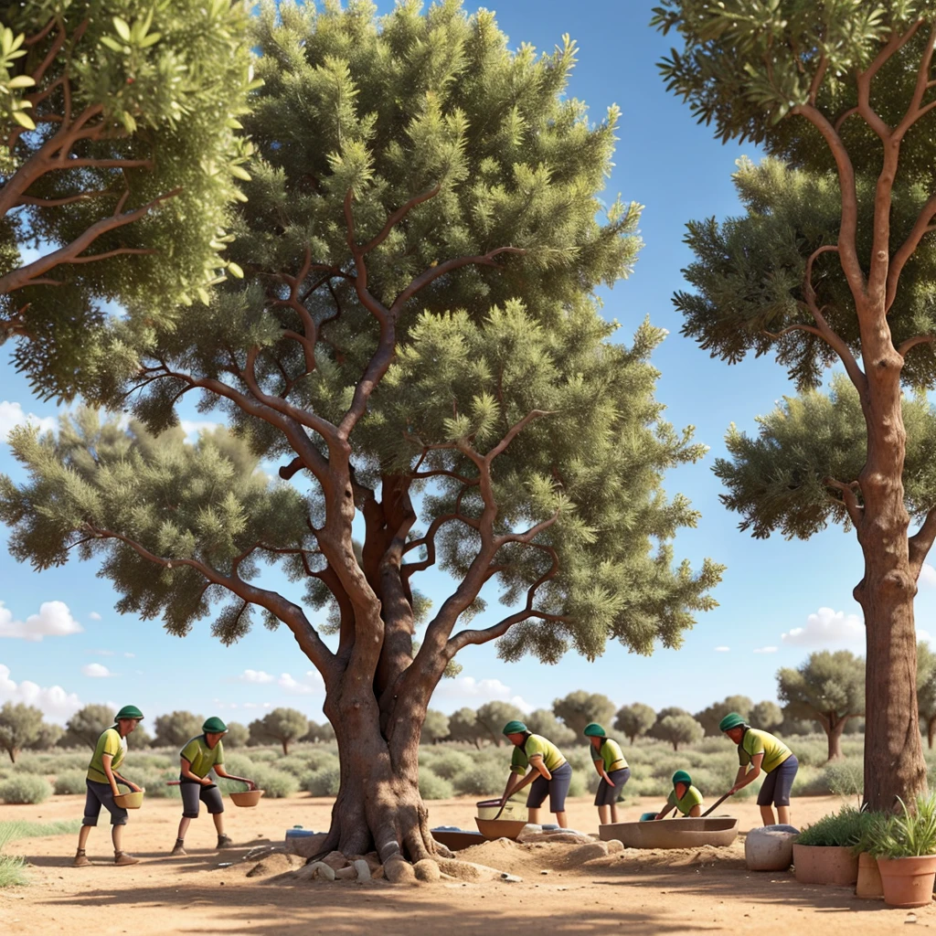 People planting olive trees
