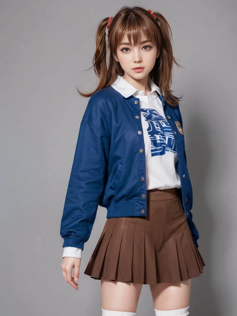 Kasumi, brown eyes, (best quality, ultra-detailed), (realistic:1.37), beautiful and detailed face, ultra-realistic texture, delicate face, delicate body, red lipstick, bright colors. High definition, 8K.