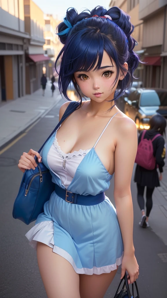 chica desnuda de 10 añitos anime in a cielo blue obscuro walking down a street, attractive chica de 10 añitos anime, arte cg anime suave, beautiful chica desnuda anime, hermosa chica desnuda anime, Estilo anime realista 3D., estilo anime 4k, a Híper realista , an chica de 10 añitos anime, chica anime desnuda, Híper realista , Makoto Shinkai y Artgerm, Estilo artístico del anime Moe