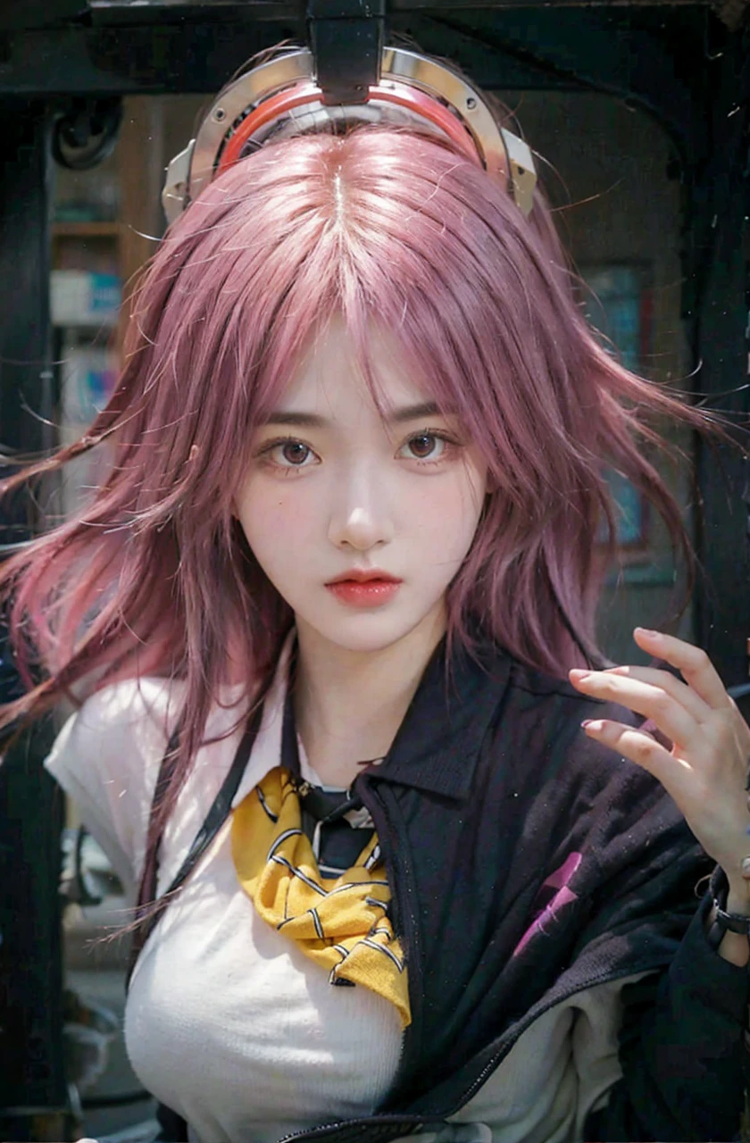 Girl with pink hair