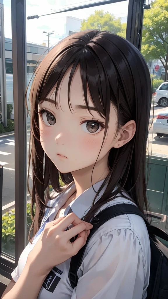 17 years old、beautiful girl、Expressionless、face closeup