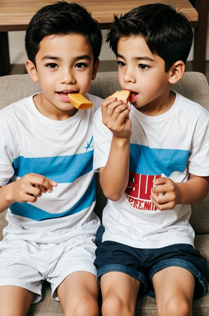 Two boys eating five star
