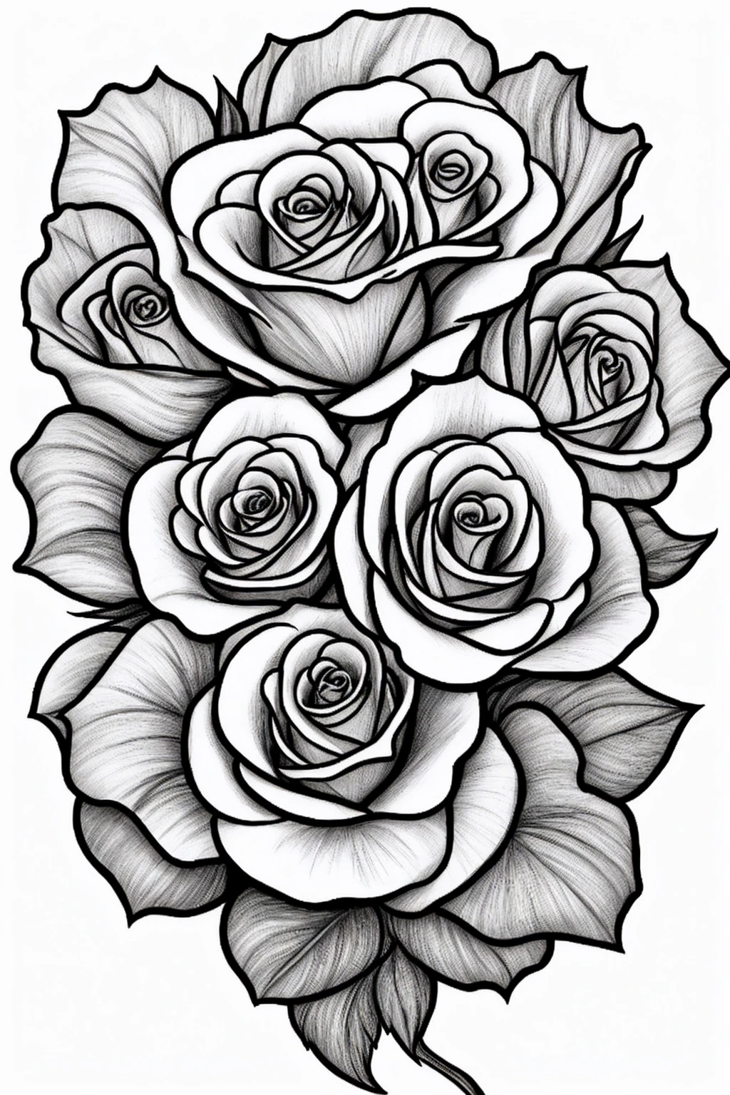 a drawing of a bunch of pinks with leaves, black and white vector art, drawn with photoshop, pinks, decorative pinks, black and white art, detailed flowers, translucent pinks ornate, ink art, high quality sketch art, a few pinks, clean detailed art, sketch black and white colors, black and white drawing, tattoo design, tattoo design de realismo, black and white coloring