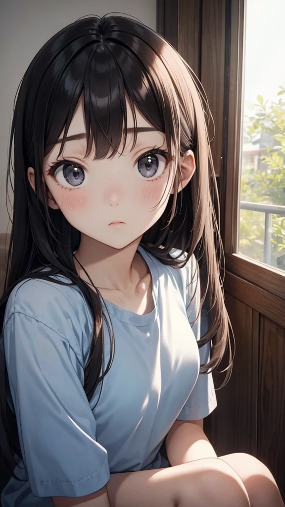 17 years old、beautiful girl、Expressionless、face closeup