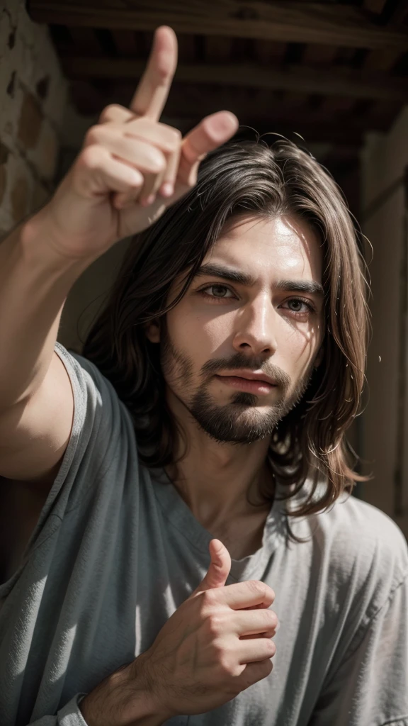 Jesus pointing the finger