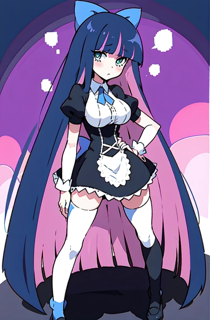 (masterpiece, top quality, best quality), pixel,pixel art,1stocking_anarchy, stocking_\(psg\), full body, embarrassed, lace outfit