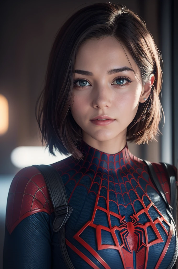 A photograph of Spider-Man, without mask, the 20s, bonitas, face detailed, looking at the camera, portraite, 8k hd, high qualiy
