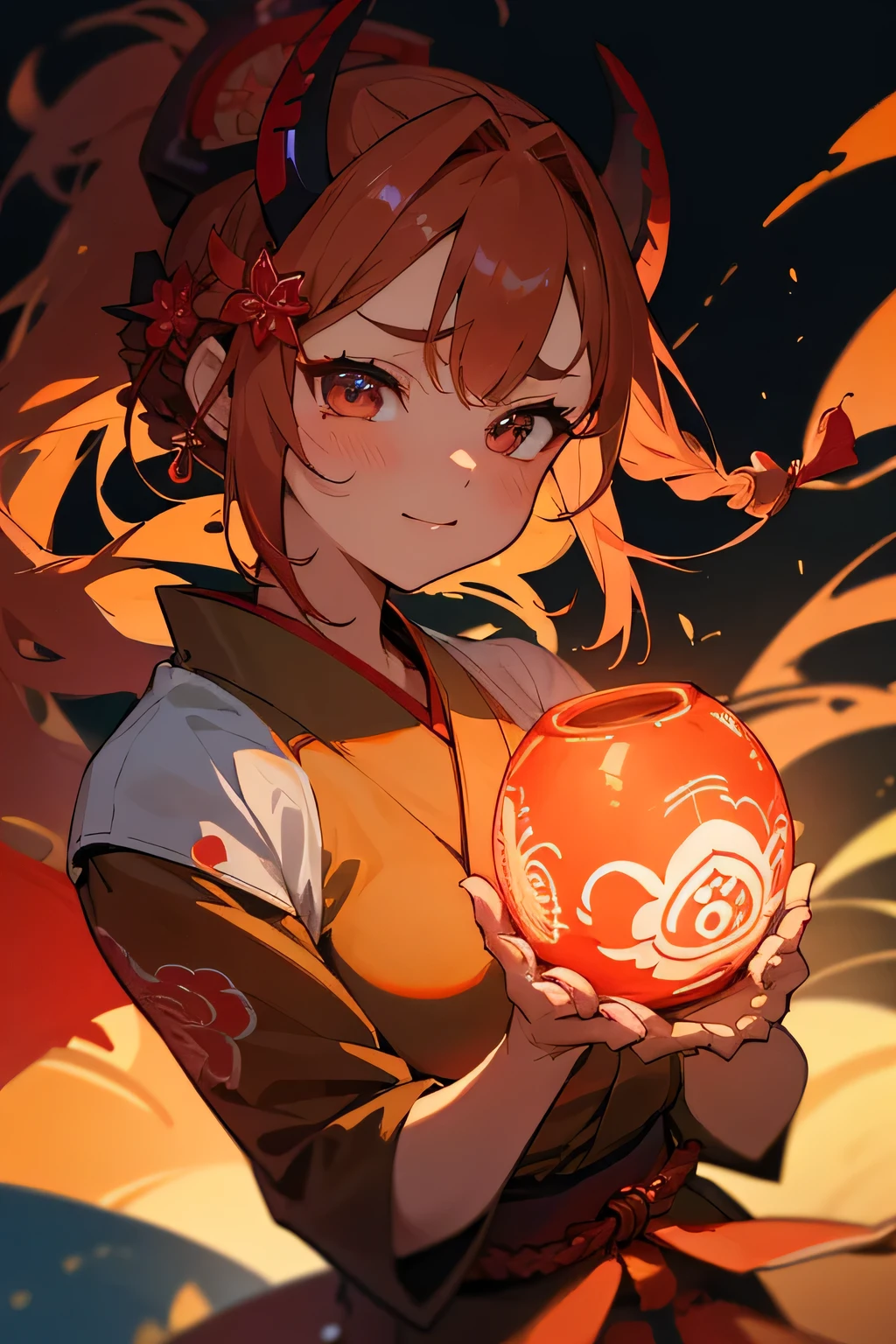 Highest quality、High resolution、Detailed Background、(Beautiful face in every detail:1.4)、Anatomically correct、Normal number of fingers、Detailed facial expressions、(Detailed eyes:1.2)、Teenage beauty、(Huge breasts:1.2)、Light color hair、Braided Ponytail、Braided bob cut、Bun Hair、cute gesture、night、Nebuta Festival、smile、
(Beautiful girl in yukata enjoying the Nebuta Festival:1.5)、
Nebuta Festivalのnight、Streets lit by lanterns、people々Wearing yukata or happi coat、Bustling with excitement、The sounds of drums and flutes echoed throughout the place.、The Nebuta festival music envelops the entire town、A giant Nebuta float slowly advances、Nebuta are huge floats made from Japanese paper and bamboo.、
Brave warriors and beautiful goddesses、Depicts mythical creatures、Lanterns are hung on top of the Nebuta and candles are lit inside.、It moves forward while emitting a fantastic light.、
Dancers called Haneto parade around the Nebuta、Haneto dance with powerful leaps to the accompaniment of Nebuta music.、people々In tune with the calls of the dancers,「Russell、Russell」exclaimed、people々Filled with excitement and dynamism、An unforgettable festival、
Cool colors such as blue and green、Yukata with Nebuta motifs、Bright colors such as red and yellow、
Belts with gold or silver threads、The obijime (sash fastener) is colored to match the obi color.、Matching the atmosphere of Nebuta Festival、Hairpins and flower decorations、Small items such as fans and drawstring bags、cute