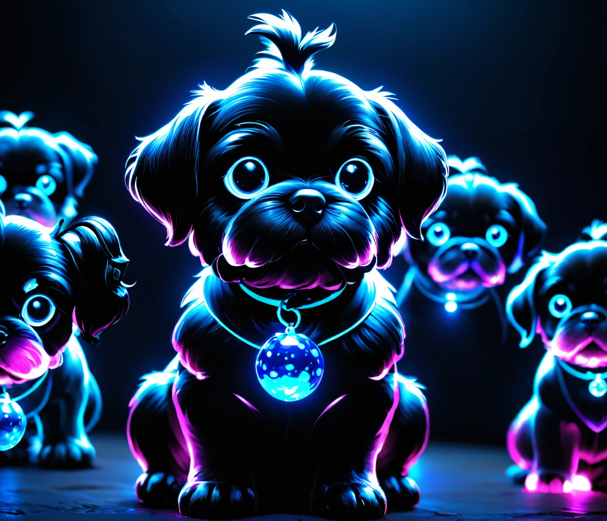 glowing bubble black shih tzu puppies