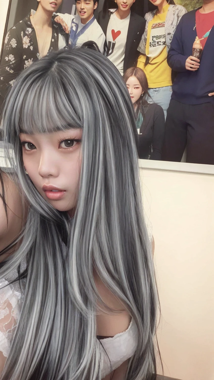 A closeup of a woman with long black hair wearing a bra, coreana, linda mulher coreana jovem, Mulher sul-coreana bonita, jennie blackpink, young adorable korean face, Beautiful Asian girl, asian features, korean symmetrical face, mulher coreana jovem bonita, Asian face, 18 anos, Ulzzang, korean face features, wan adorable korean face