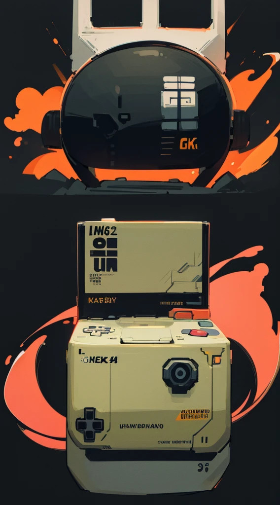 Top Quality, 8K, 4K, High Definition, Detail, (better-quality, 8K, 12), top-quality, T-shirt design, gamboy, Japanese words around the gameboy, black background,