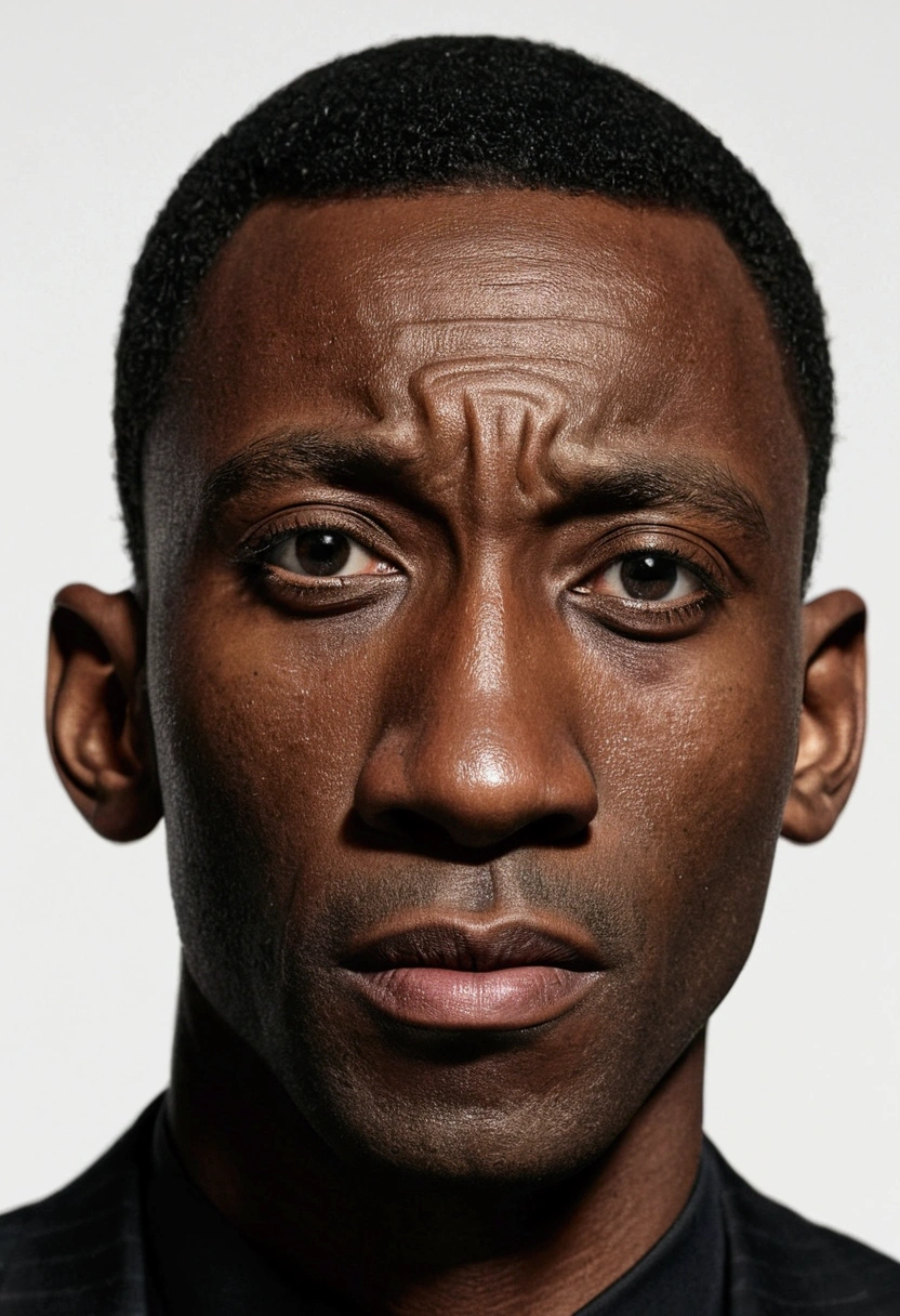 A black man with a wide nose
