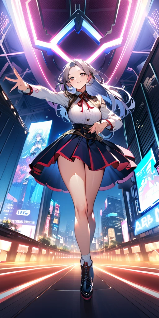 ((Highest quality、masterpiece、Anime Style、Highest quality、High resolution、8k、detailed、ultra-detailed:1.3))、Long legs、Sharp focus:1.2, Beautiful woman with perfect figure:1.4、(smile:1.2), double eyelid、30-year-old woman、Sexy pose、((((Shut your mouth.、One Woman、ワンピース:1.5)))),The background is tokyo