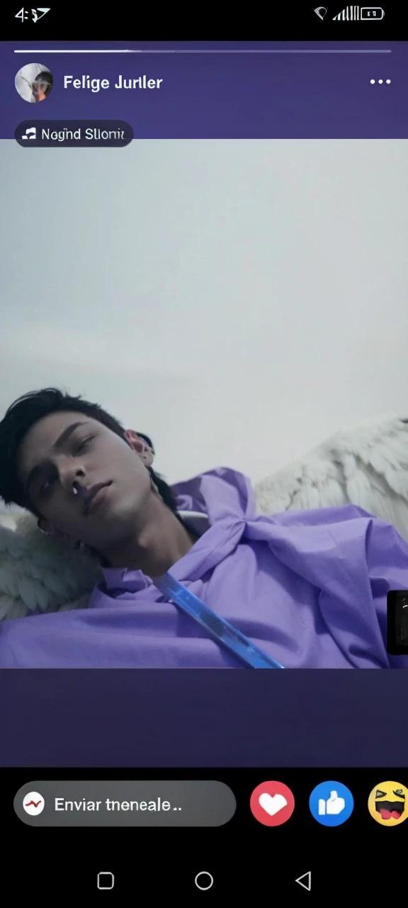 Angel boy with black hair over his ears, black wings, pale skin and a sword at his waist 