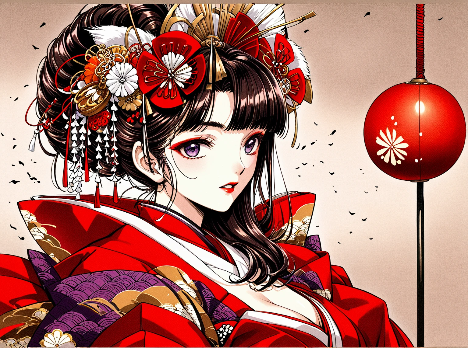 araffe woman in a Red kimono sitting on the floor, japanese geisha, female geisha girl, traditional geisha clothing, beauty geisha, glamorous and sexy geisha, geisha photo portrait, Japanese women, Traditional Japanese, skilled geisha of the japanese, geisha, Japanese Goddess, Red kimono, portrait of geisha, elegant Japanese women