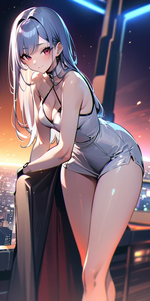 ((Highest quality、masterpiece、Anime Style、Highest quality、High resolution、8k、detailed、ultra-detailed:1.3))、Long legs、Sharp focus:1.2, Beautiful woman with perfect figure:1.4、(smile:1.2), double eyelid、30-year-old woman、Sexy pose、((((Shut your mouth.、One Woman、ワンピース:1.5)))),The background is tokyo