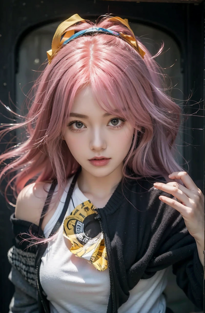 Girl with pink hair