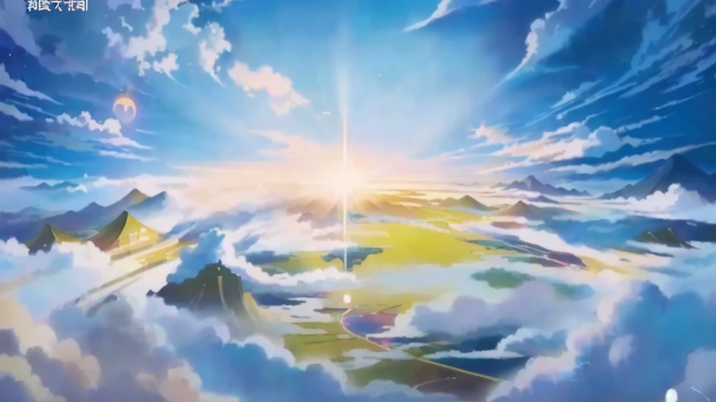 Japanese cartoons, Japanese cartoons, Japanese cartoons art, Japanese cartoons, Sky, cloud, sun, Earth, Sky, sun, sunbeam, sun, cloud, sun, sun,, Shinkai Makoto. — 2160 hours, Dream painting, heaven on Earth, studio ghibli sunlight, an epic painting, ( ( Shinkai Makoto ) ), in a Japanese cartoons masterpiece