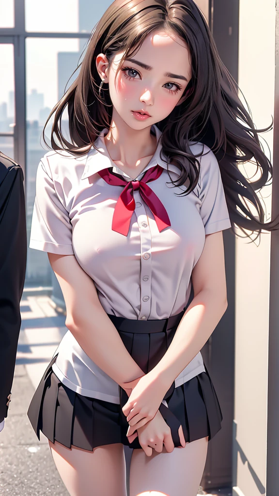 (high school girl uniform),(random porn pose),(Thin type:1.8),(big breasts),(random hairstyle),(Highest image quality,(8k),ultra-realistic,best quality, high quality, high definition, high quality texture,high detail,beautiful detailed,fine detailed,extremely detailed cg,detailed texture,a realistic representation of the face,masterpiece,Sense of presence)