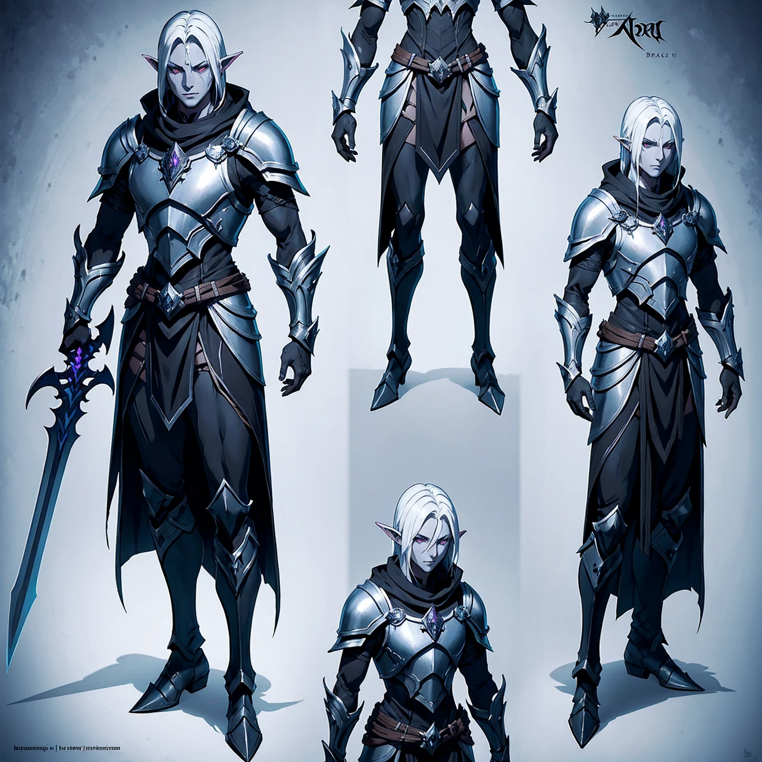 image of a dark elf in armor with a sword, full body rpg portrait, d&d style full body portrait, full body detailed concept art, dnd character design concept art, rpg concept art character, pale black armor , dark fantasy character design, male dark elf character art, a male human paladin, full body concept art, full body dnd character portrait
