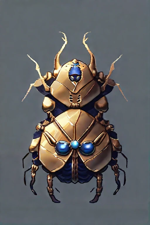 ((Лучшее качество)), ((шедевр)), (подробный), A golden rhinoceros beetle with four arms