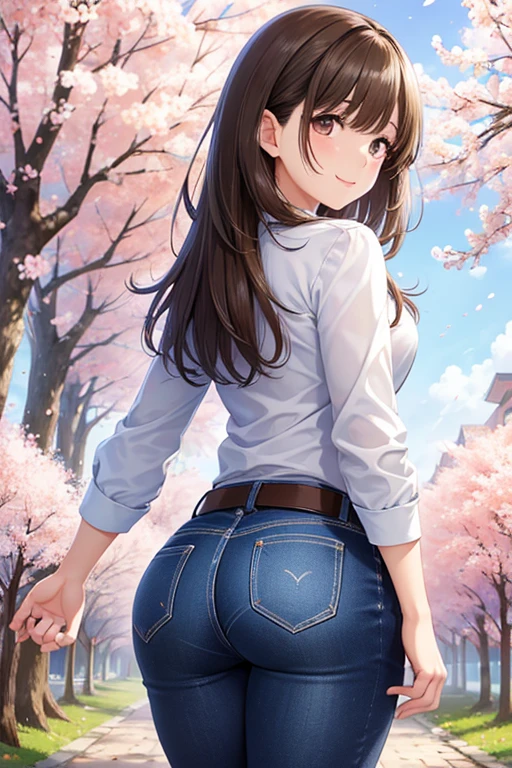 anegasaki nene、Shiny brown hair, short hair, (Beautiful brown eyes、Sparkling eyes, Fine grain)、smile、Ultra-detailed eyes、Very detailedな顔, Very detailedな目,


((Highest quality)), ((masterpiece)), (Very detailed), (非常にHigh resolution), ((Realistic)), 8k, Perfect line drawing, Beautiful line art,
Anime 2D Rendering, (The best CG), Ultra-detailed art, 
One Girl:1.5, 

(masterpiece),(Highest quality:1.2),(Very detailed:1.2),(High resolution),8k,A woman walking along a row of cherry blossom trees,jeans,Beautiful butt,Walking with a small dog.Beautiful cherry blossoms are blooming everywhere,(Back view)