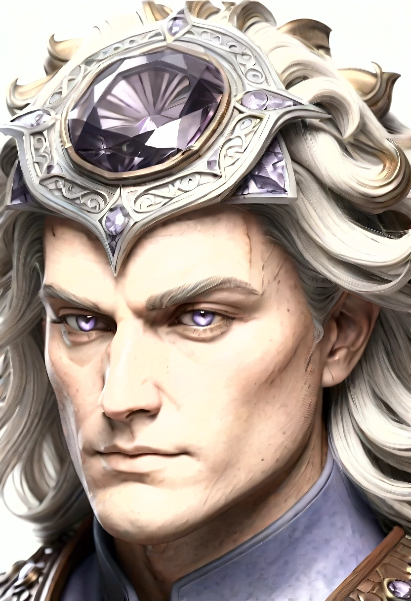 Age: Between 40 and 50 years old.
Height: Approximately 1.70 meters.
Physical: Athletic and curvy.
Skin: Clear and smooth.
Hair: Long, wavy blonde, usually pulled back in a ponytail.
Eyes: Dark brown.
Markings: A purple diamond seal on the forehead, characteristic of his clan. Totally naked