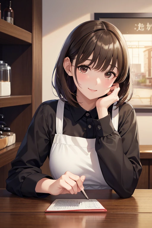 anegasaki nene、Shiny brown hair, short hair, (Beautiful brown eyes、Sparkling eyes, Fine grain)、smile、超detailedな目、非常にdetailedな顔, 非常にdetailedな目,


((Highest quality)), ((masterpiece)), (非常にdetailed), (非常にHigh resolution), ((Realistic)), 8k, perfectionな線画, Beautiful line art,
Anime 2D Rendering, (The best CG), Ultra-detailed art, 
One Girl:1.5, 

(masterpiece:1.2),(Highest quality),(Very detailed),(High resolution),(Photorealistic Stick),(RAW Photos),8k,Cinema Lighting,(Written boundary depth),(Sophisticated lighting:1.2),A barista woman working at a cafe,handにコーヒーを持つ,The background is a stylish cafe,Detailed hand,Beautiful female hand,(hand,detailed,perfection,perfectionion,hand)