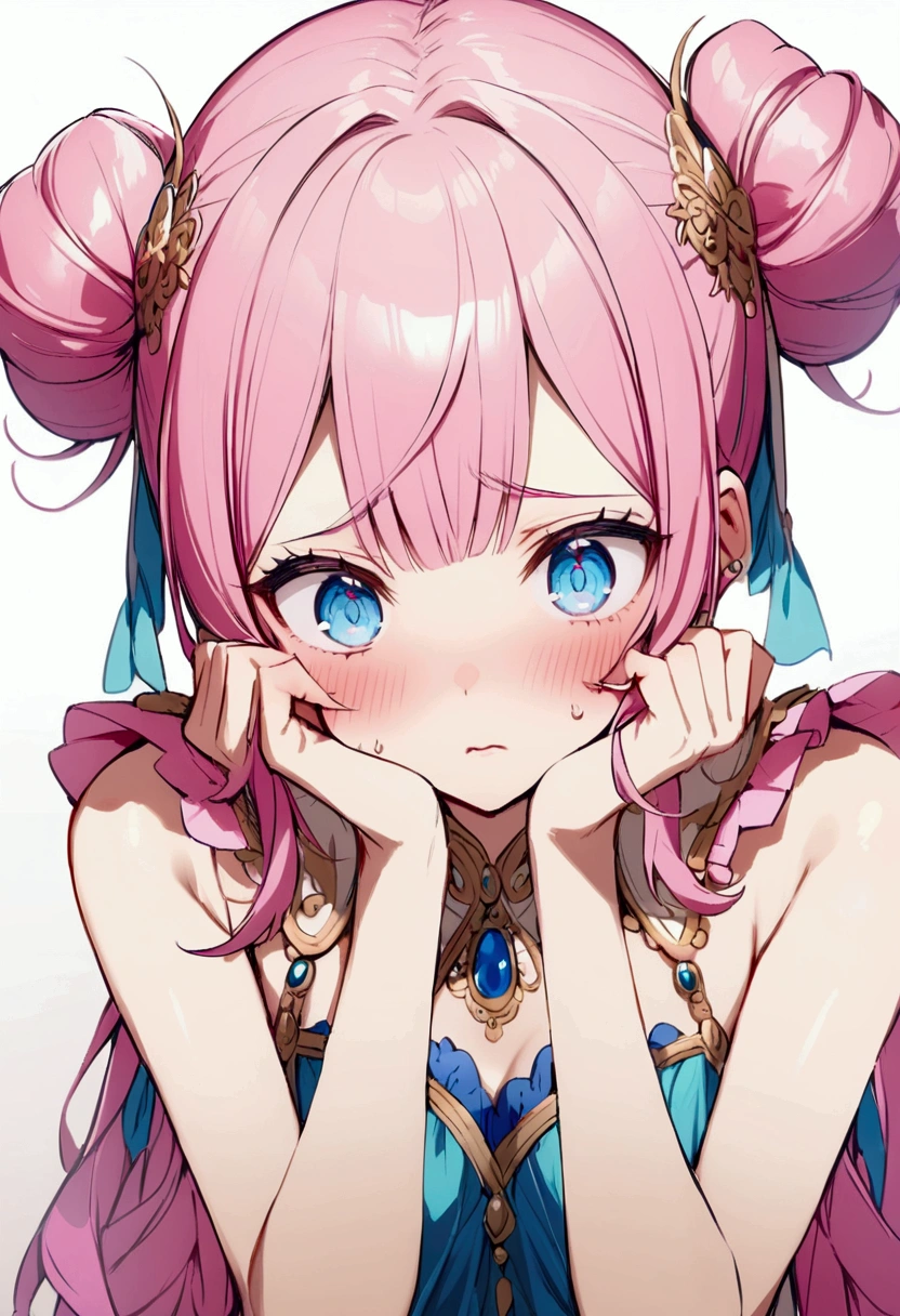 Frustrating, Pink Hair、blue eyes、Twin Drill