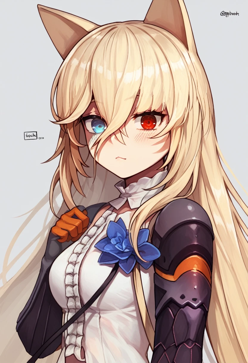 G41, G41 (gfl), girls frontline, cat ears, blonde hair, heterochromia, cell shading, 3d style