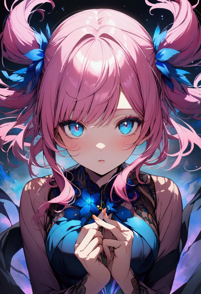 The body disappears、Pink Hair、blue eyes、Twin Drill