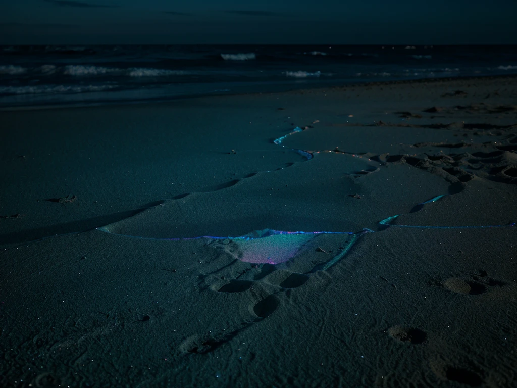 iridescent sand background abstract, dark scene, moonlit, sharp and focused --ar 16:9 --s 600--w 25