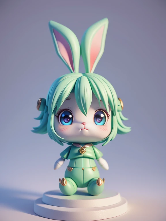 cute ,A bunny with a body,c4d,Ceramic sculpture,Anime sculptures,Anime figure,adolable,Blushlush,largeeyes,3d Rendering,4k