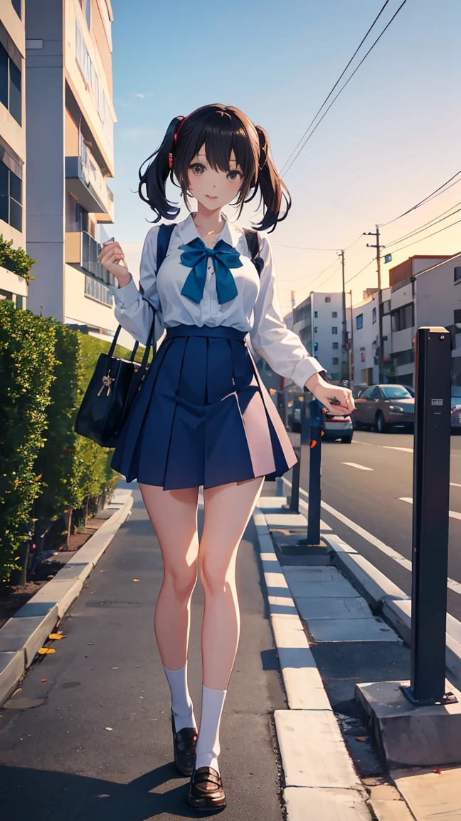 (Put on your headphones:1.0),道を歩いているAnime Girls, Beautiful anime school girl, Cute girl anime visuals, 長い髪のAnime Girls, Smooth anime CG art, 若いAnime Girls, 魅力的なAnime Girls, Anime Style 4k, Surreal , Anime Art Wallpapers 8K, City Girl Fan Art, Anime Girls, Digital anime illustration、I'm showing my genitals