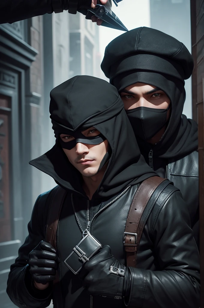 Free game style with black cap and black mask and thief chest