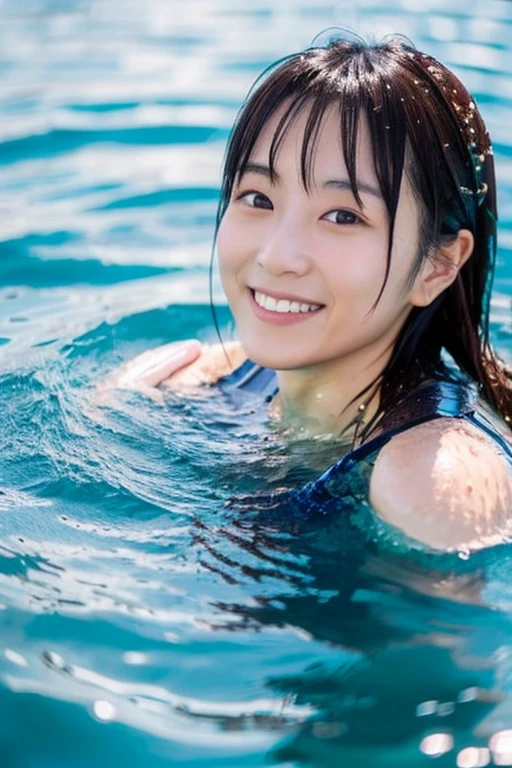 A beautiful Japanese wife swimming in the sea　39 years old　156ｃｍ　She&#39;s slim, but maintains her figure by doing yoga.　Whitening and smooth skin　Glossy black semi-long hair　Looking closely at her bikini body, her figure is arousing.　A full-body image that clearly shows the beauty of an adult woman&#39;s style